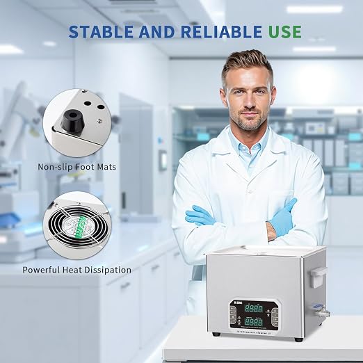 DK SONIC Professional Ultrasonic Cleaner 15L, 360W Heavy-Duty Sonic Cleaner with Timer,Heater&Touch Control, Multi-Application for Motorcycle Engines, Carburetors, Chains (Include Basket)