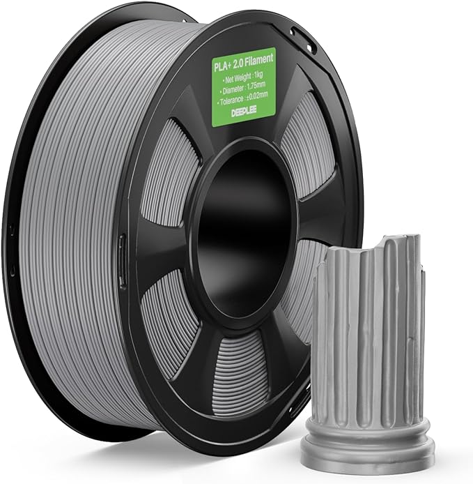 PLA+ 2.0 Filament 1.75mm, Stronger Toughness 3D Printer Filament, Grey 1KG, Upgrade PLA Plus 3D Printer Filament, High Speed PLA+ Filament for Most FDM 3D Drucker