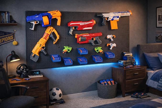 Nerf Organizer KIt - Pegboards, Peg Board Bins & Peg Hooks