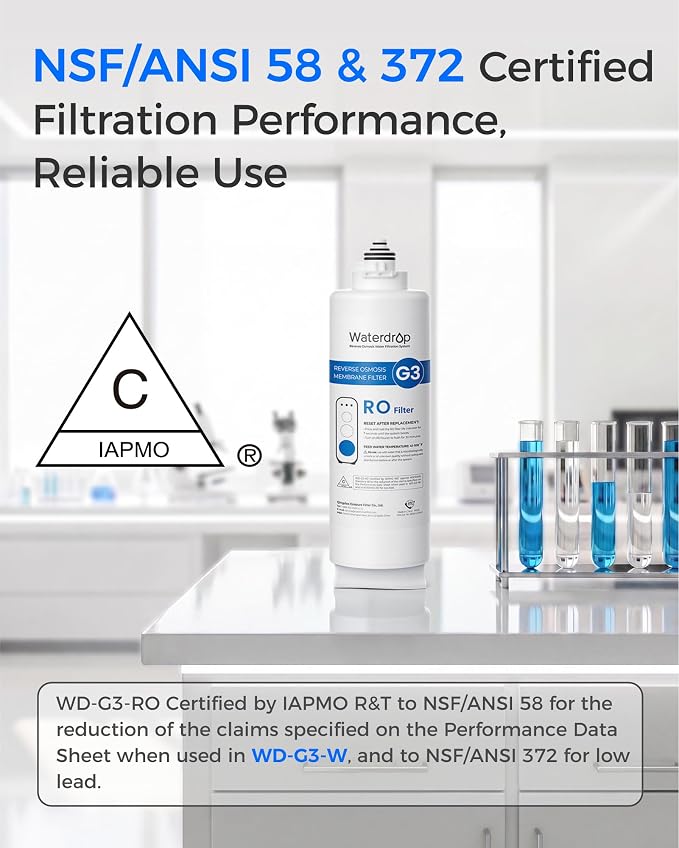 Waterdrop G3-N2RO Filter, Replacement for Waterdrop G3-W 400 GPD Reverse Osmosis System, Reduce PFAS, 2-year Lifetime