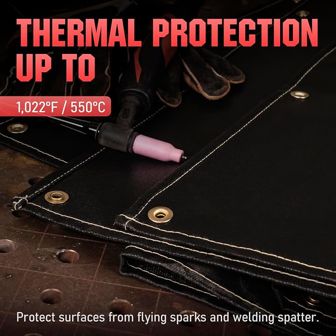 YESWELDER Heavy Duty Silicone Coating Fiberglass Welding Blanket, 4 x 6ft Fireproof Insulation Blanket, 1/3”(8mm) Thickened Weld Cover with Grommets, Thermal Resistant Welding Curtain Mat Grill
