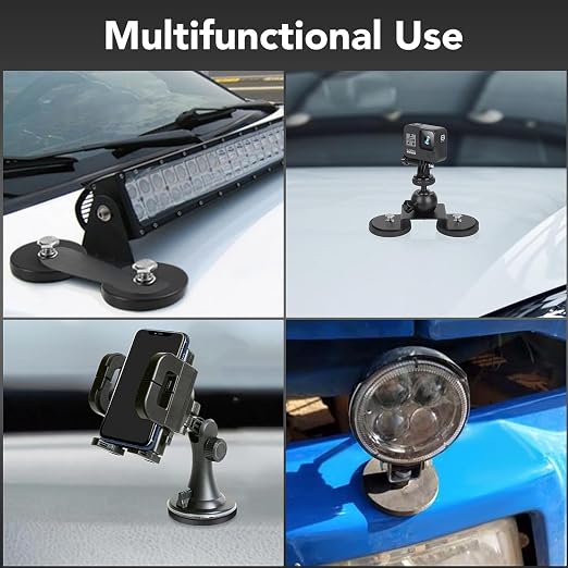 DIYMAG 1/4 inch Rubber Coated Anti-Scratch Mounting Magnet for Camera, Adhesive Power 30LBS 30Pcks Magnets Based with Strong Magnetic License Plate Hold for Light Bar, Mirror and Camera