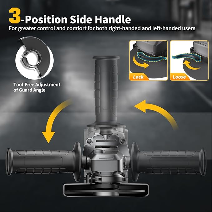 Angle Grinder 4-1/2" Cordless Compatible with DEWALT 20V Max Battery, Brushless Power Grinder Tool, 6 Variable Speed with 11 Wheels for Cutting Grinding Polishing (Tool Only)