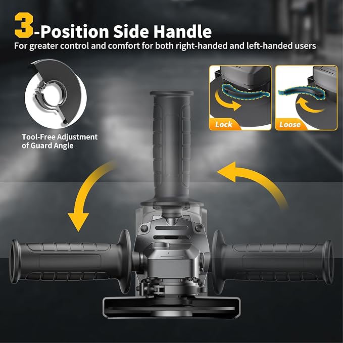 Angle Grinder 4-1/2" Cordless Compatible with DEWALT 20V Max Battery, Brushless Power Grinder Tool, 6 Variable Speed for Cutting Grinding Polishing (Tool Only)