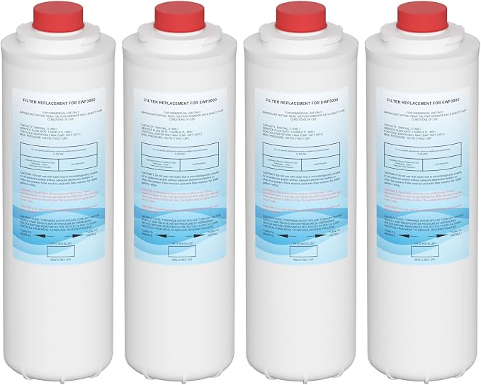 51300C Water Replacement Filter (No Chip) Compatible with Elkay 51300C EWF3000 Ezh20 Bottle Filling Station, 3000 Gallon Water Filter Replacement for ERF750, 51299C, 55898C 4 Pack