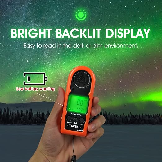 Digital Wind Speed Measuring Device Anemometer Handheld Mini Portable Wind Meter Measures Air Flow Velocity Wind Chill Temperature, 5pcs CFM Wind Gauges for HVAC, Drone Flying, Outdoor Activities