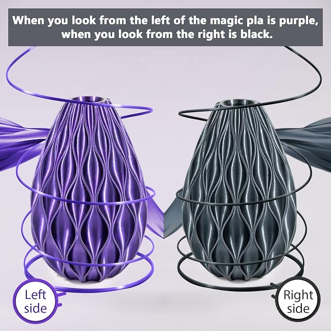 iSANMATE 3D Printer Filament, PLA Filament 1.75mm Dual Color Filament, Shiny Silk PLA Coextruded Filament, 3D Printing Filament Magic PLA, 1 kg/Spool (Black+Purple)