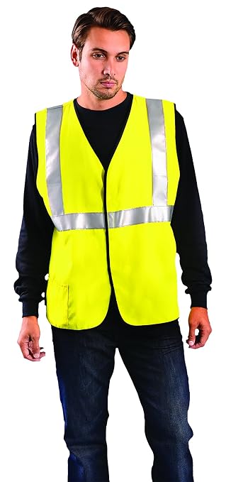 Occunomix LUX-HRC2FR-Y5X Classic Flame Resistant Single Stripe Solid Vest, HRC2, 5X-Large, Yellow