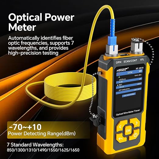 NOYAFA NF-8518 Network Cable Tester with Optical Power Meter, Ethernet Cable Tester, CAT6 Cable Tracker, VFL PoE QC Port Flicker, Length Testing, Fiber Optic Fault Locator, Telephone Line Tracker