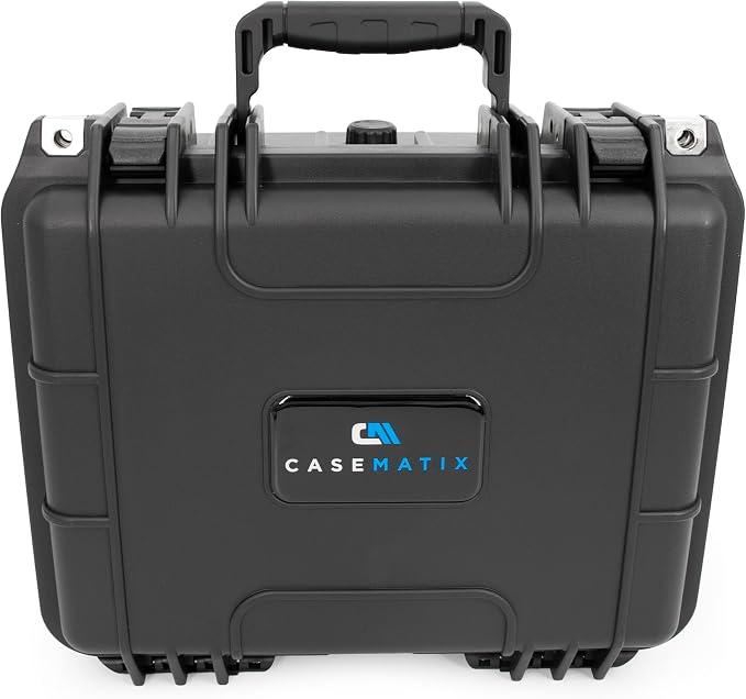 CASEMATIX 13" Waterproof Hard Case with Customizable Foam for Portable Electronics, Tools and Accessories - Hard Shell Plastic Case with Pre-Diced Travel Case Foam Interior