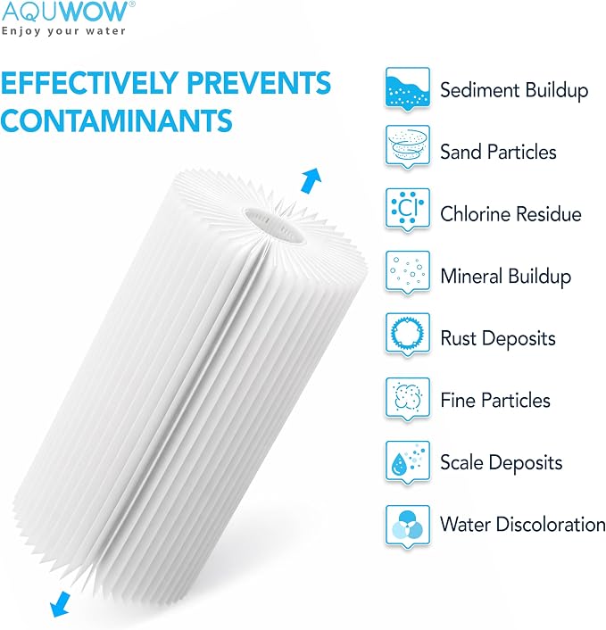 PPL10BB 5 Micron 4.5" x 10" Sediment Pleated Water Filter Set – Big Blue Replacement Cartridges for Whole House Water Filtration Systems Durable Premium Quality (4, 10 x 4.5)