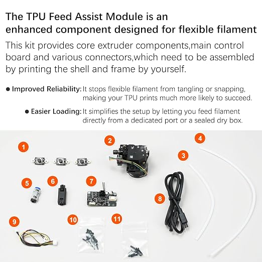Original Bamboo TPU Feed Assist Module for X2D P2S H2D H2C H2S X1 X1C P1P P1S Official Flexible Filament Assist Kit with Closed Loop Control for 85A to 95A HF TPU,for Bambu Lab Upgraded Accessories