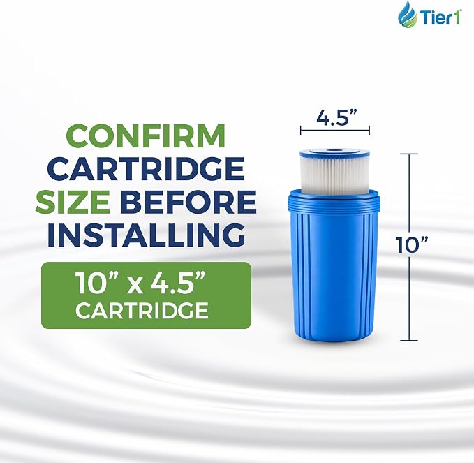 Tier1 20 Micron 10 Inch x 4.5 Inch | 4-Pack Pleated Whole House Sediment Water Filter Replacement Cartridge | Compatible with Pentek ECP20-BB, Hydronix SPC-45-1020, 255491-43, Home Water Filter