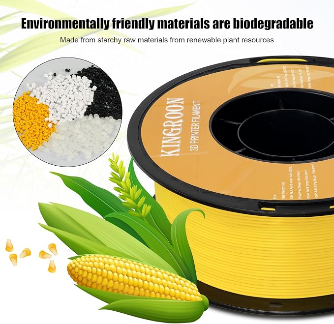 Kingroon High Speed PLA 3D Printer Filament 1.75mm, 3D Printer Rapid Filament for 30-600mm/s Hyper Printing Filament, Dimensional Accuracy +/- 0.03 mm, 1kg Plastic Spool(2.2lbs) (Yellow)