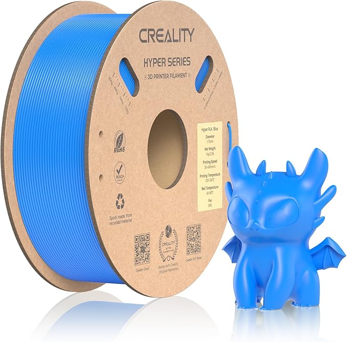 Official Creality Hyper PLA Filament 1.75mm, High Speed PLA 30-600mm/s 3D Printer Filament, Dimensional Accuracy +/-0.02mm, Fit Most FDM 3D Printers，1KG(2.2lbs) Spool Blue