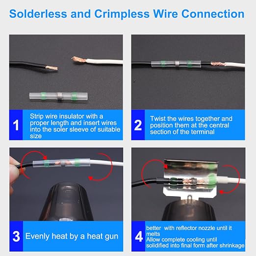 532PCS Heat Shrink Solder Seal Wire Connectors Kit with Mini Heat Gun, Solder Stick Wire Connectors Waterproof Wire Electrical Connector Kit for Marine, Automotive, Boat, Truck (26-6 Gauge)