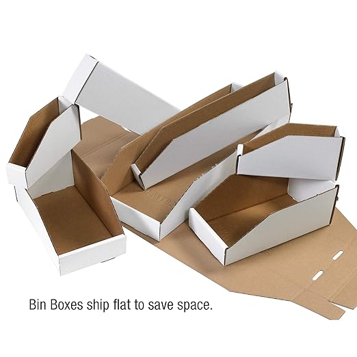 Partners Brand PBINJ182412 Jumbo Open Top Bin Boxes, 18" x 24" x 12", Oyster White (Pack of 20)