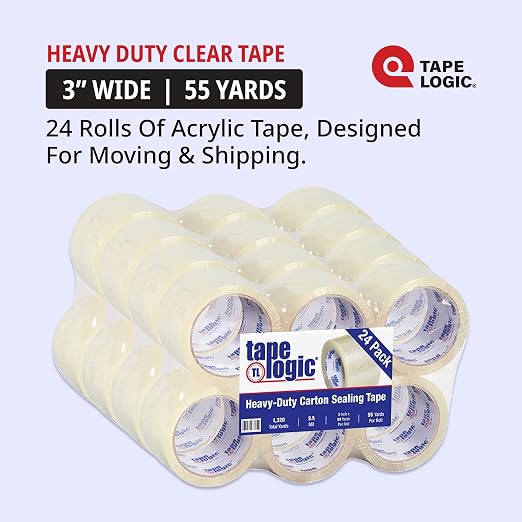 Tape Logic Packing Tape (24-Rolls), 3" x 55 yd 3.5 Mil - Industrial Strength Packaging Tape Refill for Shipping, Moving, Order Fulfillment, Acrylic 3.5 Mil