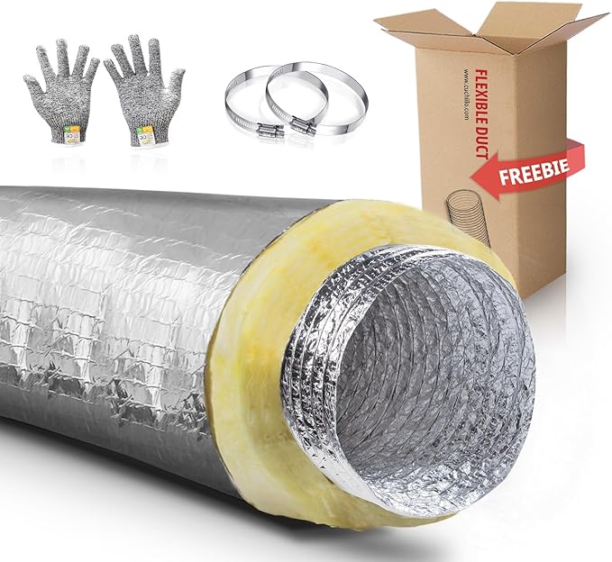 7 inch Flexible Duct, Insulated Flex Duct, AC Fleixble Duct,HVAC Ducting, Insulation Duct,7''25 'Feet Insulated Flexible Ducting,R-4.2 Air Duct Pipe for for Heavy Duty HVAC & Exhaust Ductwork