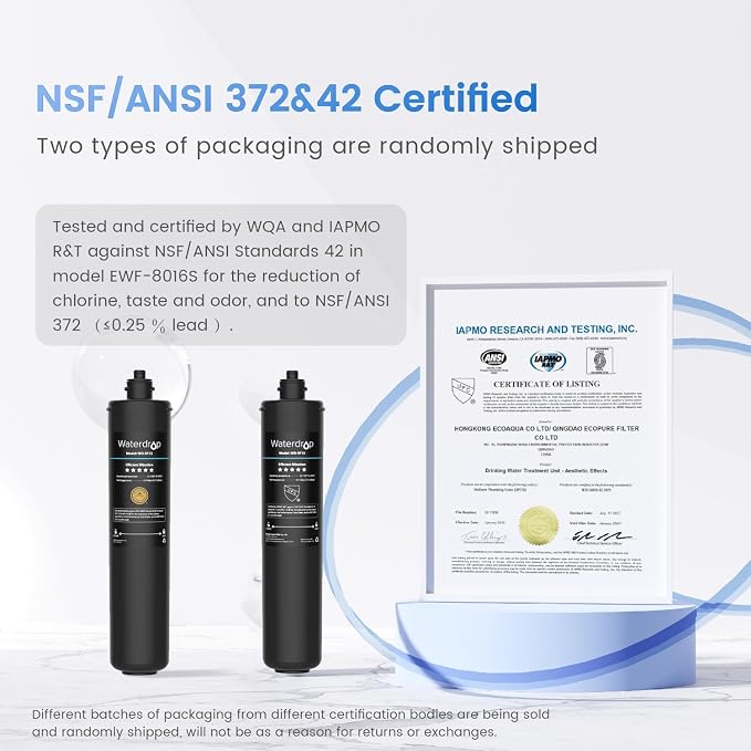 Waterdrop 15UA Under Sink Water Filter System and Waterdrop RF15 Replacement Filter Cartridge for 15UA/15UB/15UC Under Sink Water Filter