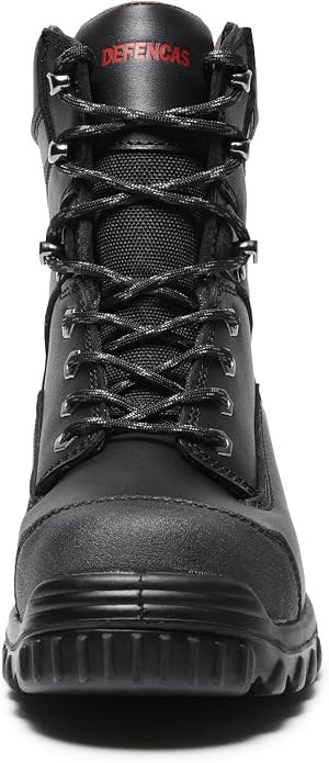 Men’s 6” & 8” Composite Toe Work Boots, Electrical Hazard Safety Boots for Men, Full-Grain Leather Construction Boots, Slip Resistant Rubber Outsole, Removable Memory Foam PU Insole