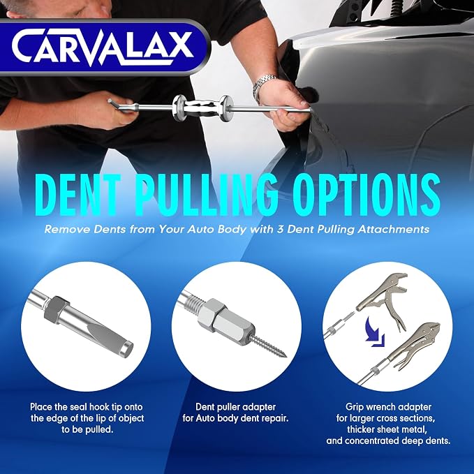 CARVALAX 9-Way Slide Hammer Puller Set | Auto Repair Kit for Hub, Bearing, Gear & Axle Extractor, Dent Removal, Heavy Duty 20-Piece w/Case