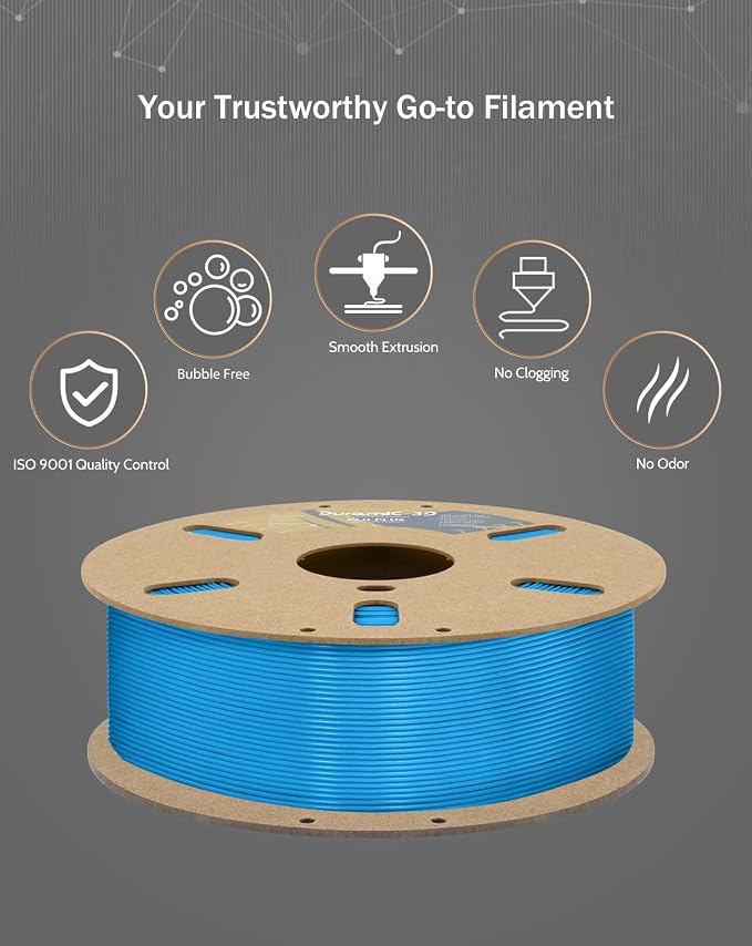 DURAMIC 3D PLA+ Printer Filament 1.75mm PLA Plus Neatly 2Kg Spool(2.2lbs) | PLA Pro Tougher and Stronger, Dimensional Accuracy Probability +/- 0.02mm Electric blue