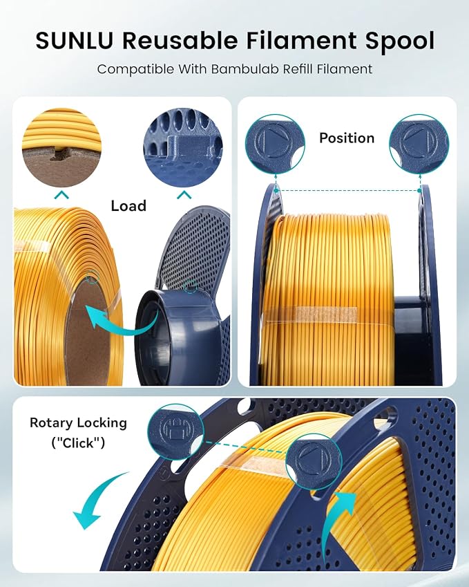 SUNLU Silk PLA+ Filament 1.75mm, Chrome Like Gloss Finish, Smooth Silk Texture, Upgraded Formula for Stable Printing, 1kg(2.2lbs) PLA Plus 3D Printer Filament, Silver