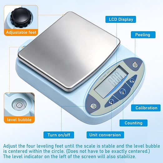 Digital Lab Scale 6000g x 0.01g High Precision Analytical Balance, Electronic Precision Scale 0.01g Accuracy for Laboratory Kitchen Jewelry Scientific Weighing with 2 x 500g Calibration Weights