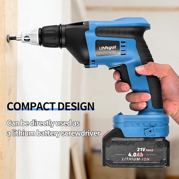 21V Cordless Drywall Screw Gun and Electric Screwdriver - 2-in-1 Self-Feeding Screwdriver, Includes Storage Toolbox and 4.0Ah Battery, Perfect for DIY and Professional Use (Two battery set)
