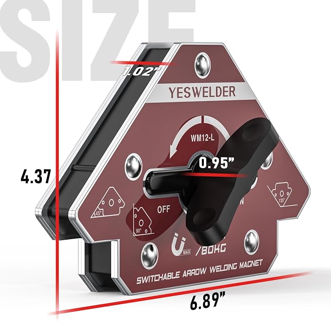 YESWELDER Switchable Welding Magnet 176LB On/Off Switch Arrow Magnetic Welding Holder, Holding Power Welding Accessory