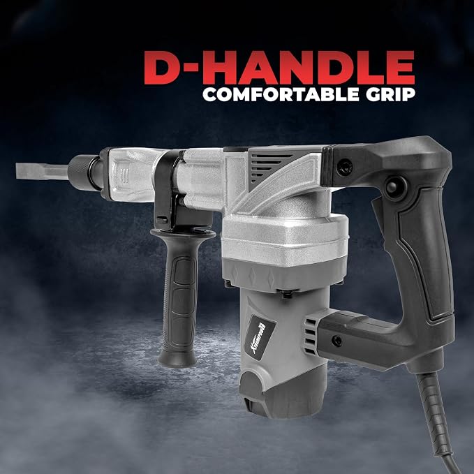 XtremepowerUS 1400W Demolition Electric Jack Hammer SDS Plus Construction Concrete Breaker Punch Drill Chipping 4500BPM Floor Tile Removal (Include Flat & Chisel Bits) Carrying Case