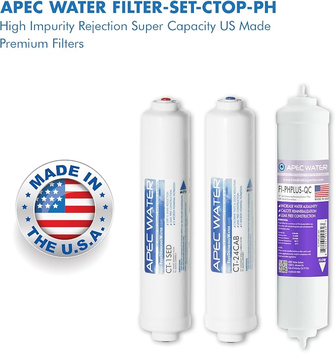 APEC ULTIMATE Series US Made Stage 1, 2 &4 Replacement Filter For Countertop Alkaline System(FILTER-SET-CTOP-PH)