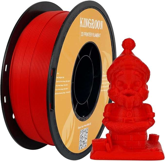 Kingroon High Speed PLA 3D Printer Filament 1.75mm, 3D Printer Rapid Filament for 30-600mm/s Hyper Printing Filament, Dimensional Accuracy +/- 0.03 mm, 1kg Plastic Spool(2.2lbs) (Red)