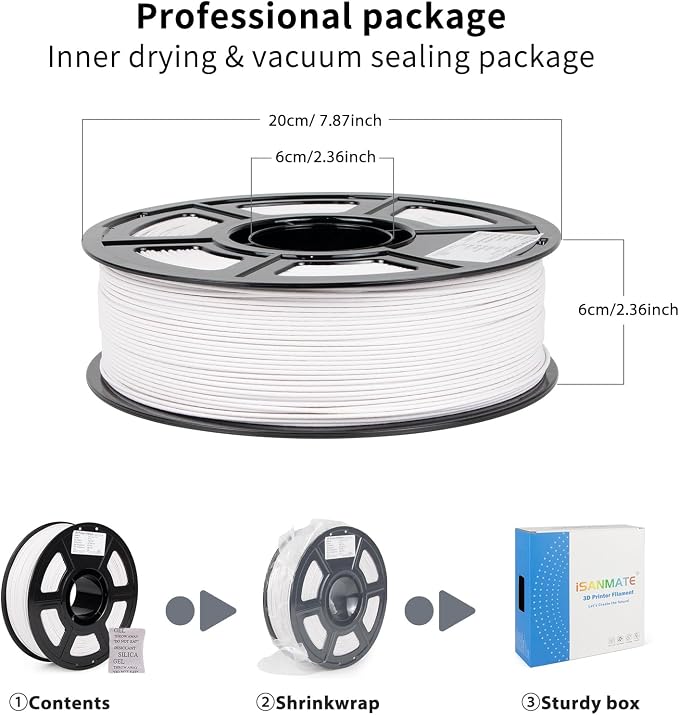 iSANMATE ASA-GF 3D Printer Filament, 10% Glass Fiber Reinforced, Superior Weather & UV Resistance, High Strength & Thermal Stability for Outdoor & High-Impact Applications (1kg, White)