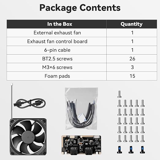 Original External Exhaust Fan Kit Compatible with Bambu Lab P2S with AMS,Active Ventilation 3D Printer Exhaust System for ABS,ASA,Nylon Filament,3D Printer Accessories Advanced Air Ventilation