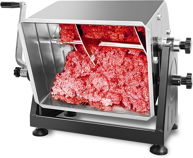 Valley Sportsman Meat Mixer, 7 Gallons/50LBS，Manually Cranked or Motorized Sausage Mixer Machine for Mixing, Both Commercial and Household Use