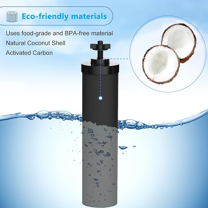 Black Filter 4 Packs by NSF/ANSI 42 Certified, Replacement for BB9-2® Purification Elements Filters, Compatible with Berkey Gravity Filtration System, Replacement for Berkey Black Filters