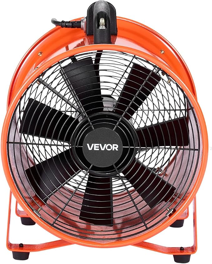 VEVOR Portable Ventilator with Hose, 2 Speed, 12 Inch Utility Blower Exhaust Fan with 33ft Flexible Duct, 367W 2894CFM High Velocity Industrial Air Mover for Extraction and Ventilation