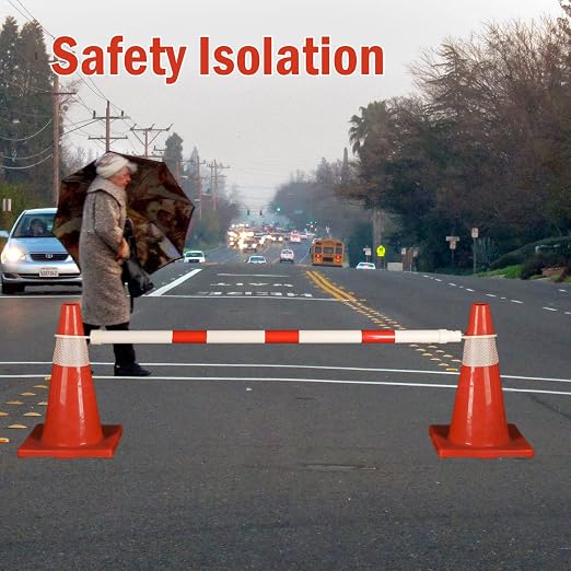 12 Pack Retractable Traffic Cone Bar from 4ft to 7.2ft, Expandable Safety Cone Bars for Parking Lots，Barricade for Road Construction