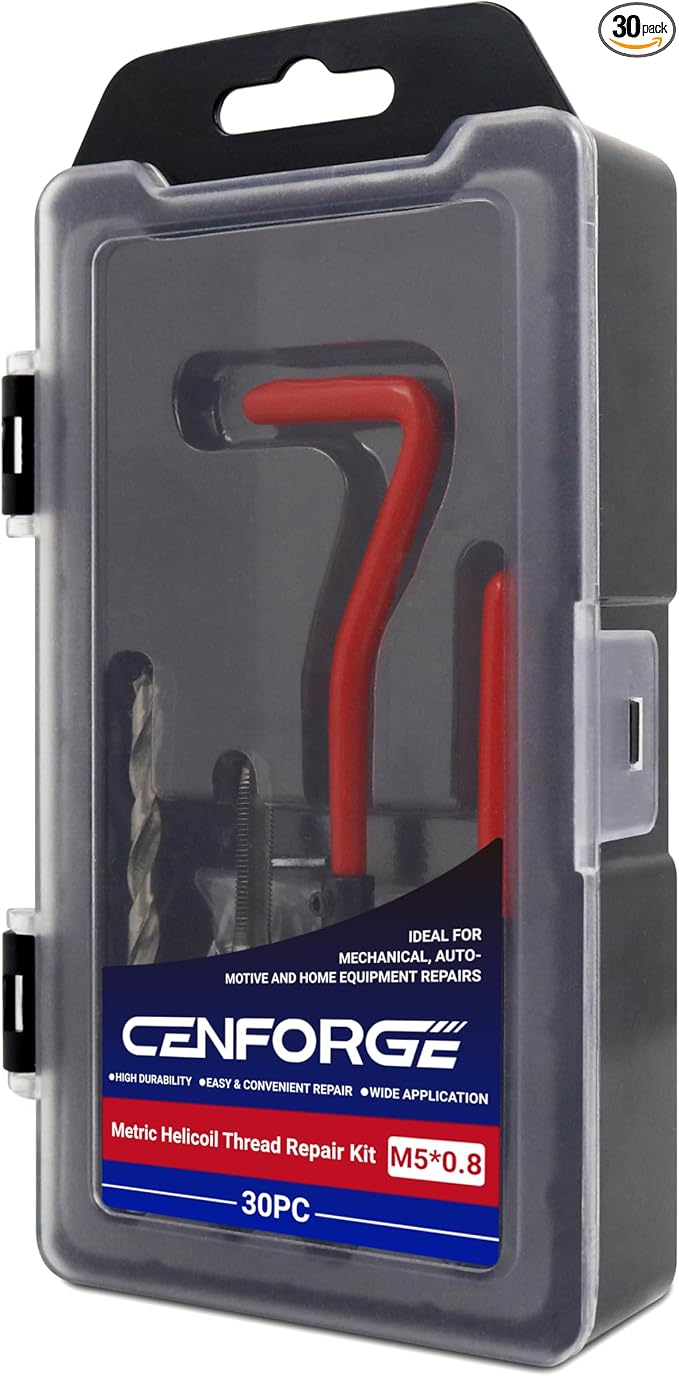 M5x0.8 Helicoil Thread Repair Kit, Metric HSS Drill Helicoil Repair Kit for Rethreading Internal Threads with Carry Case, 30PCS