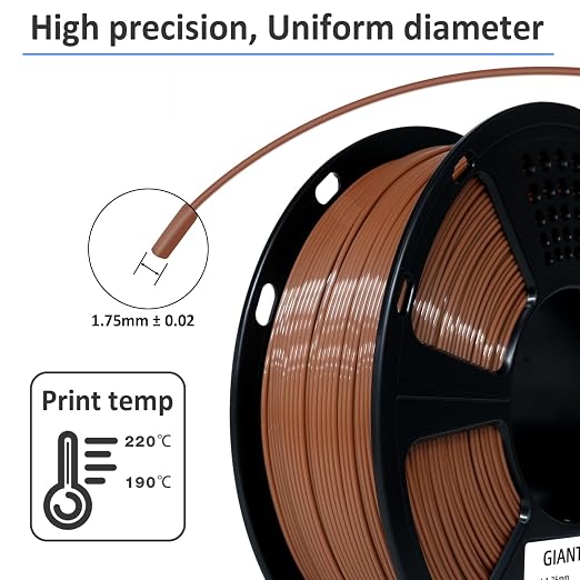 GIANTARM PLA Filament,Brown 3D Printer Filament 1Kg(2.2lbs) Spool,1.75mm Dimension Accuracy +/- 0.03mm,Fit Most FDM 3D Printers