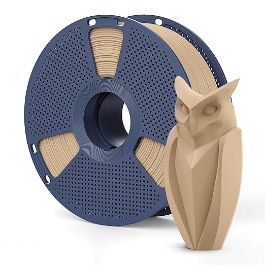 Real Wood Fiber PLA Filament 1.75mm Light Brown Color, Natural Matte Texture, Reduced Clogging, Easy to Print, 1kg(2.2lbs) SUNLU 3D Printer Filament, Maple Wood