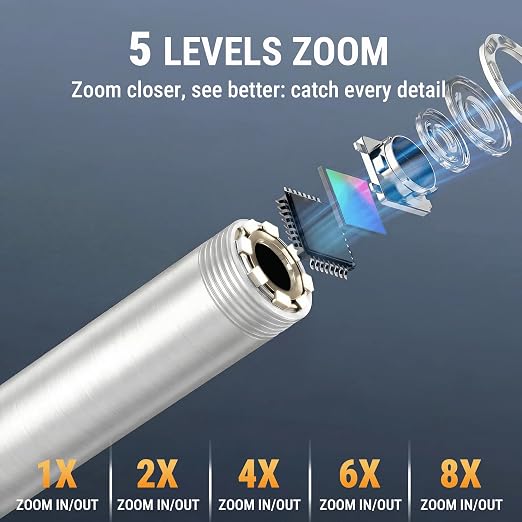 360° Articulating Borescope Camera, 3.9mm Borescope Endoscope with 5" IPS Screen, 720P HD, 4.9FT Gooseneck Cable, IP67 Waterproof Snake Cameras with 6 Lights for Automotive, Plumbing
