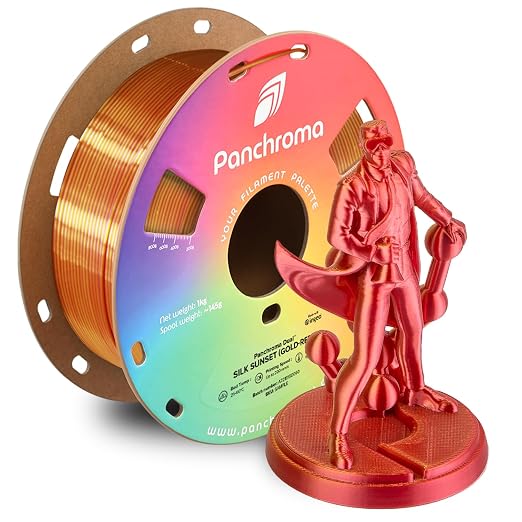 Polymaker Panchroma Dual Silk PLA Filament 1.75mm, 1kg, Sunset | Neatly Wound, High-Gloss Finish PLA(Gold-Red), Easy Print & Smooth Feeding, Compatible with Bambu Lab & Most 3D Printers