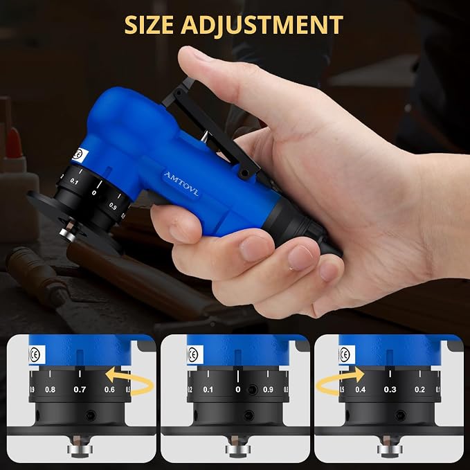 AMTOVL Pneumatic Chamfering Tool - Mini Air Chamfer Tool with 10 C-Angle & 10 R-Angle Blades, 45° 30000 RPM Chamfering Tool for Metal and Wood with 1/4" Air Inlet