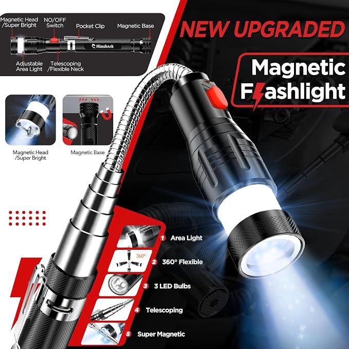 Fathers Day Gift for Husband Dad, Gifts for Men Extendable Telescoping Magnetic Pickup Tools, Fathers Day Gift from Daughter Wife Son, Anniversary Birthday Gift for Men Husband Him, Cool Gadgets Tools