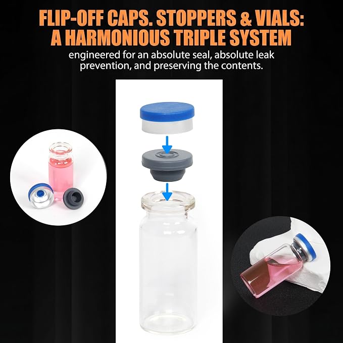 20mm Vial Crimper and 100 Pcs 10ml Clear Flip Top Glass Vials Set, Lab Bottle Sealing Tool, Vial Crimping Tool and 10ml Glass Vials