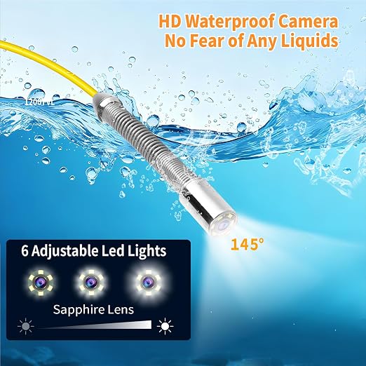Pipe Drain Inspection Camera,4.3" Industrial Endoscope with DVR Function and LED Lights Waterproof IP68 Sewer Camera, Borescope for Home Drain Pipe Plumbing (164 ft/50m) (98.4ft/30m)