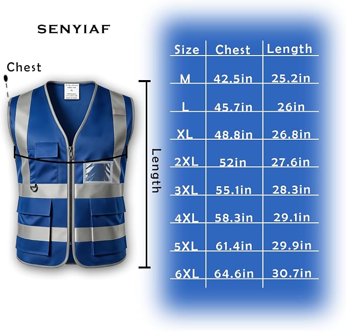 12 Pack Hi Vis Reflective Safety Vest Multi Pockets & Zipper Class2 | Construction Work Vest for Men and Women,Warehouse Crews,Road Workers,Volunteers,Security,Baggage Handling,Survey,Airport